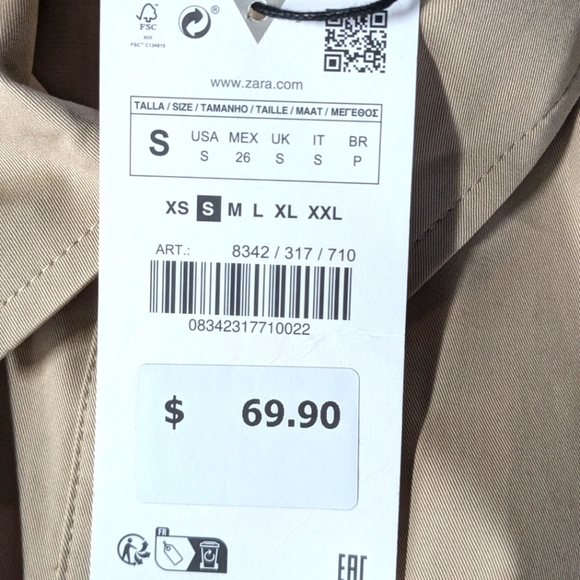 NWT ZARA Gabardine Jumpsuit Trench Camel Sand Beige Size Small - Picture 11 of 16